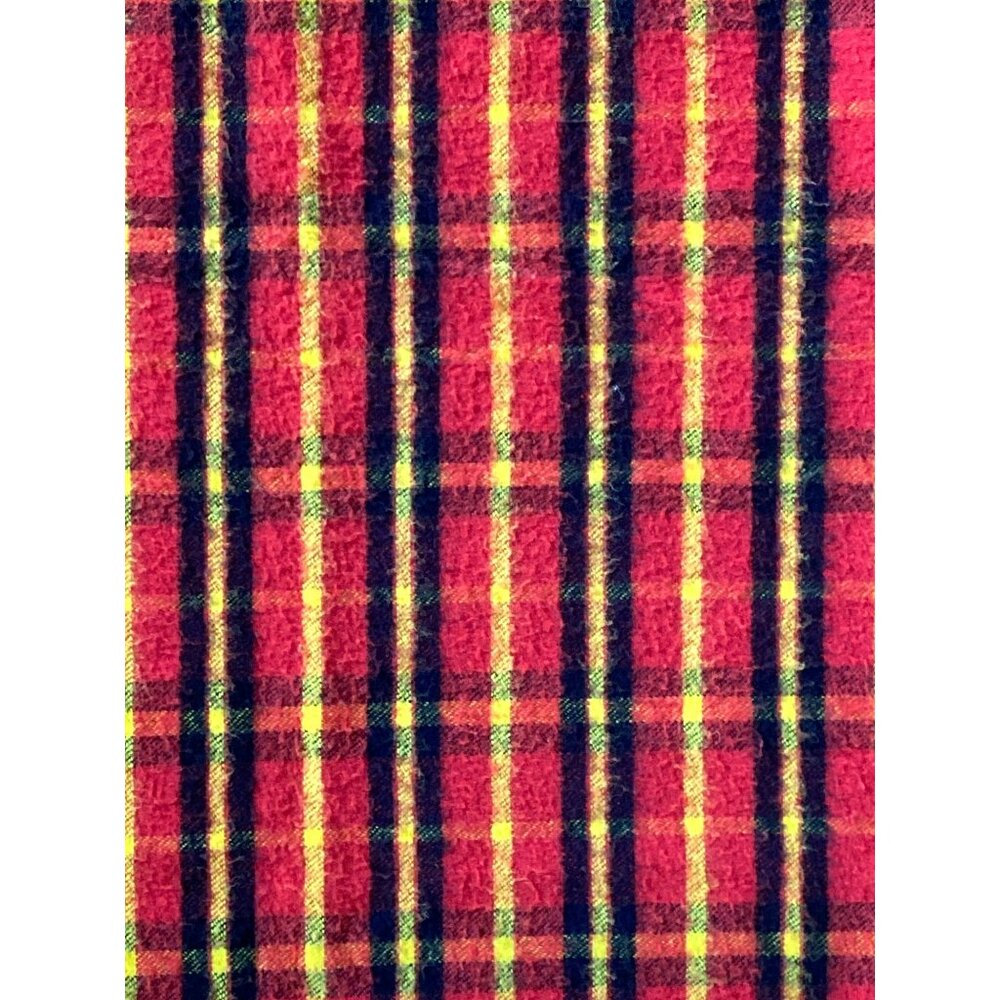 Vintage Plaid Blanket Orange Yellow Black 60s 70s Mod MCM Fringe Retro - Picture 2 of 4